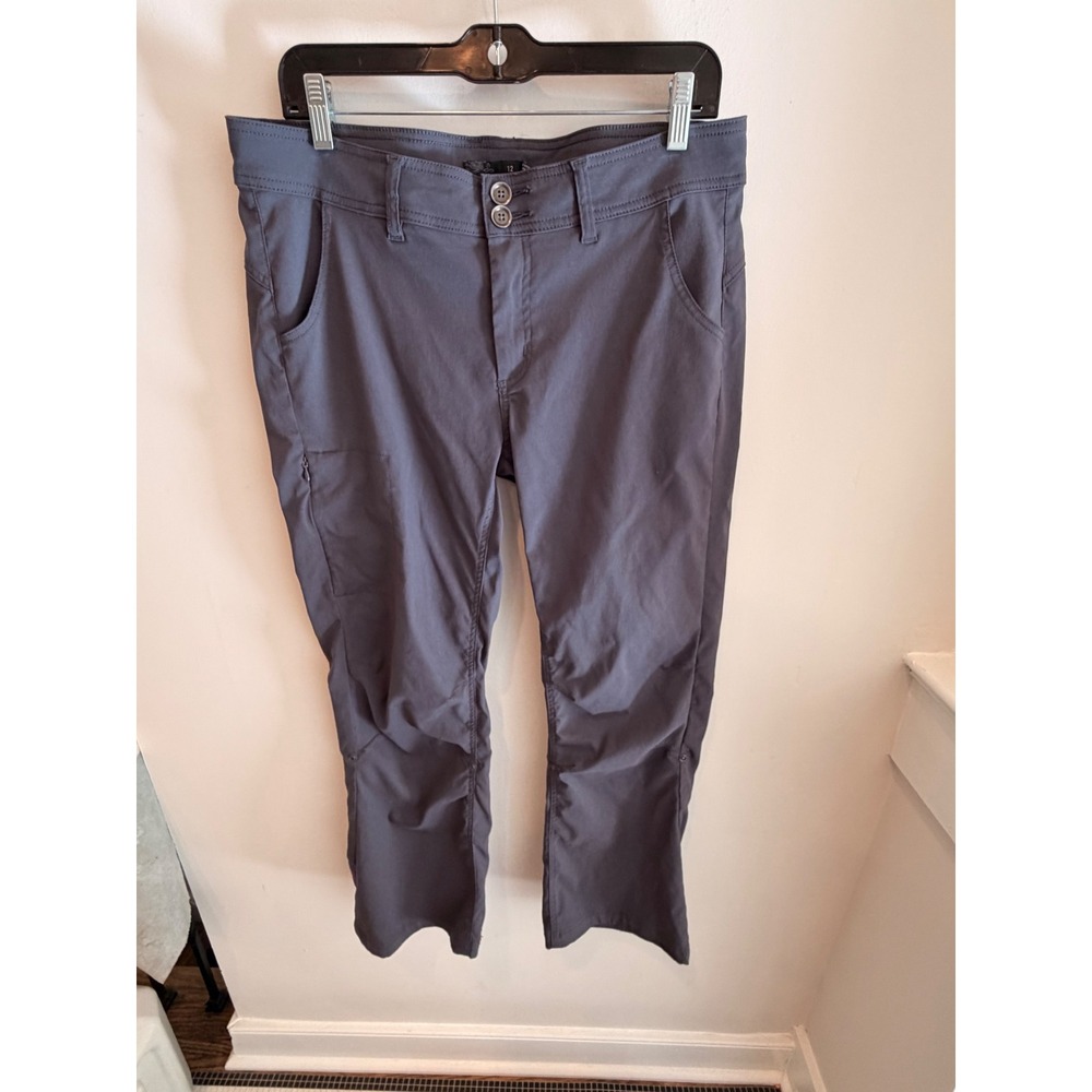 prAna Women's Gray Hiking Pants Size 12 Short Roll Tab Stretch Outdoor